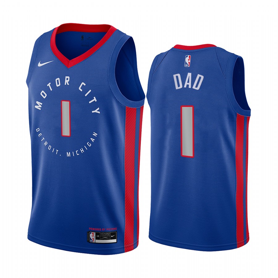 Detroit Pistons Fathers Day Blue No.1 Dad Jersey