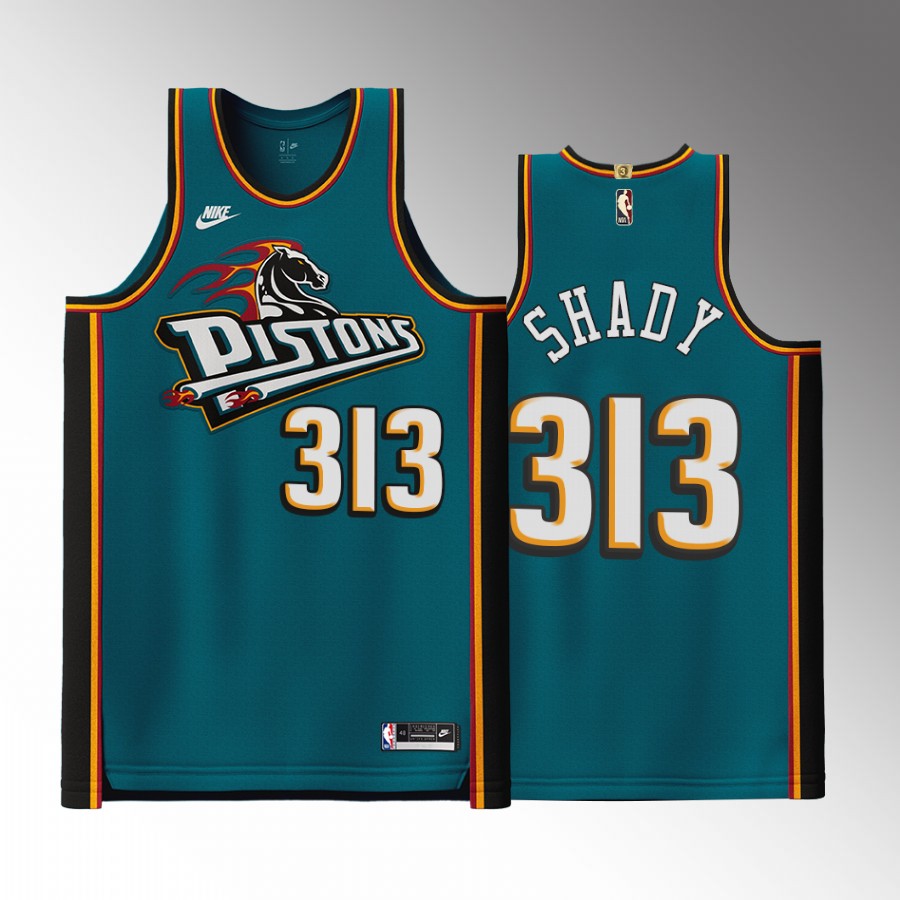 Detroit Pistons #313 Shady Teal Jersey Hardwood Classics
