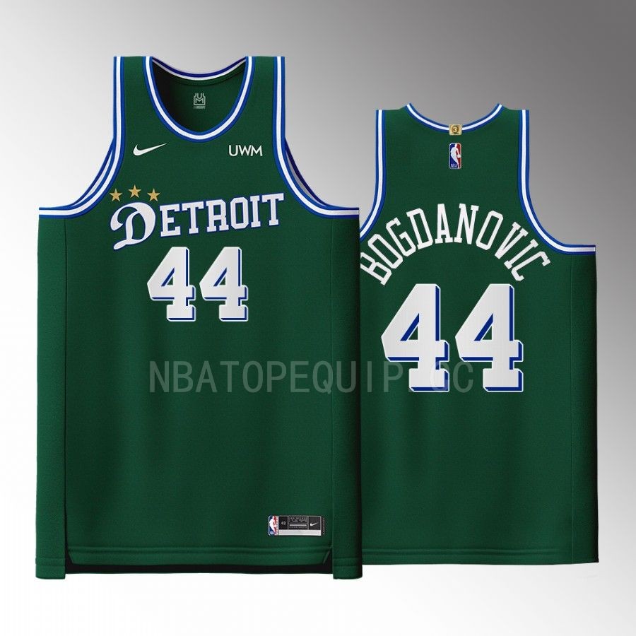 Detroit Pistons #44 Bojan Bogdanovic Green Jersey City Edition