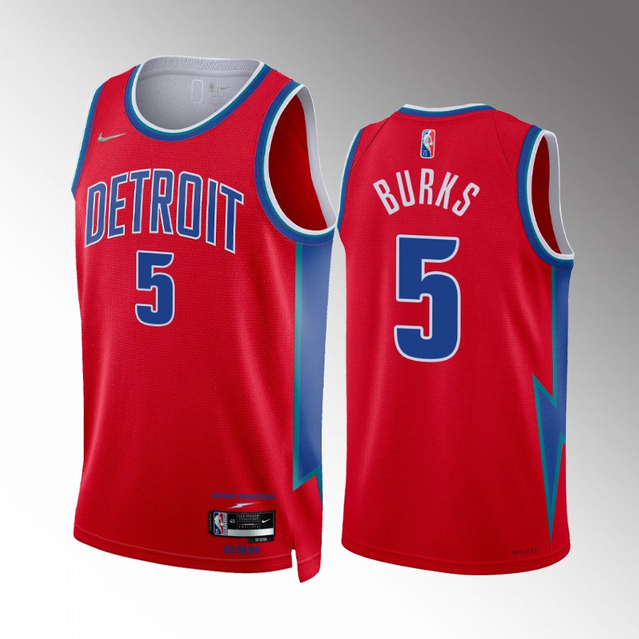 Detroit Pistons Alec Burks #5 City Edition Red Jersey 75th Diamond