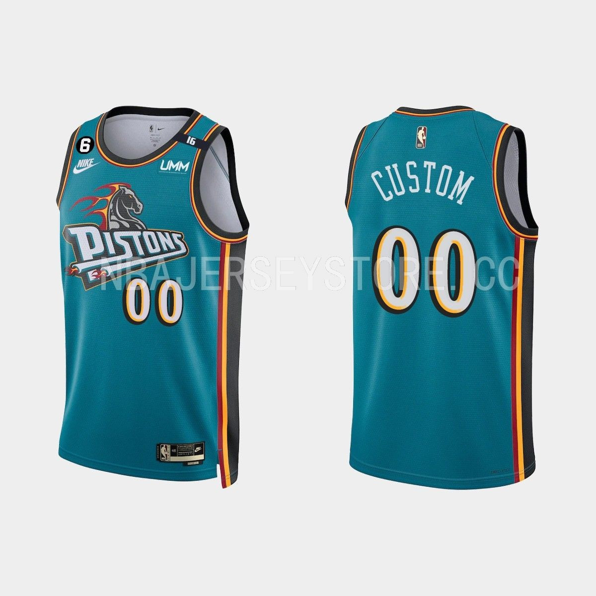 Detroit Pistons Custom 00 Classic Edition Teal Men Jersey