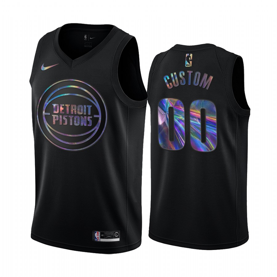 Detroit Pistons Custom #00 Jersey Iridescent Holographic Black Limited Edition