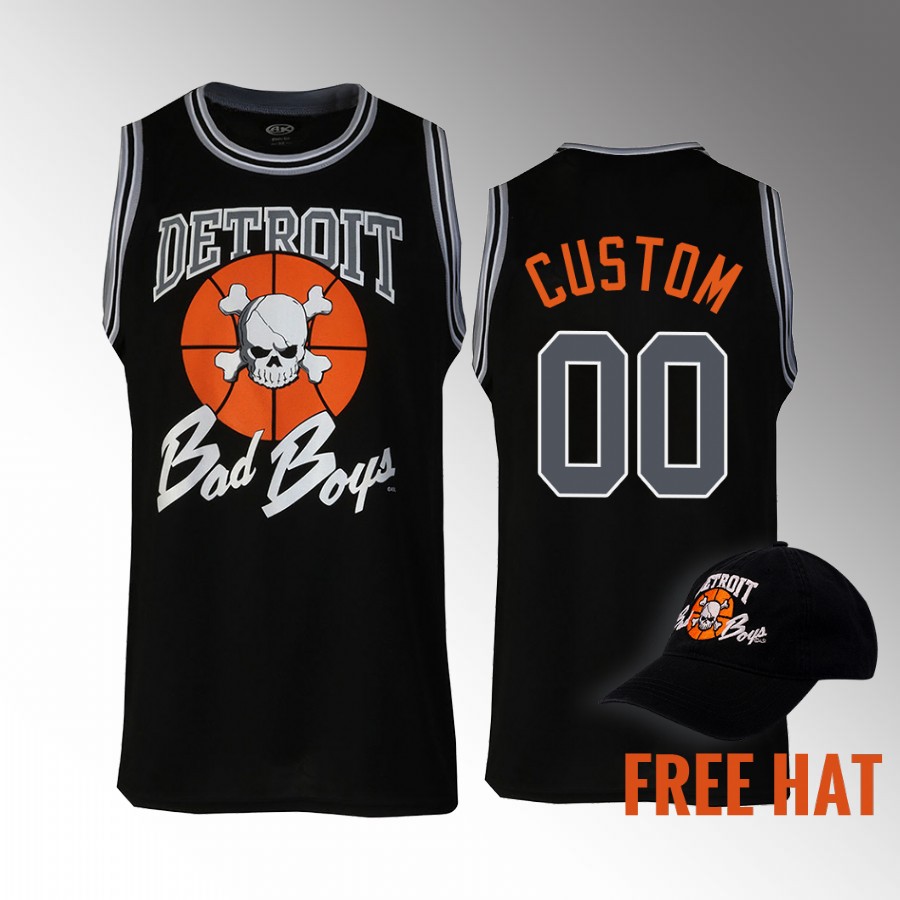 Detroit Pistons Custom Bad Boys Jersey #00 Fashion Tank Black Jersey shirt