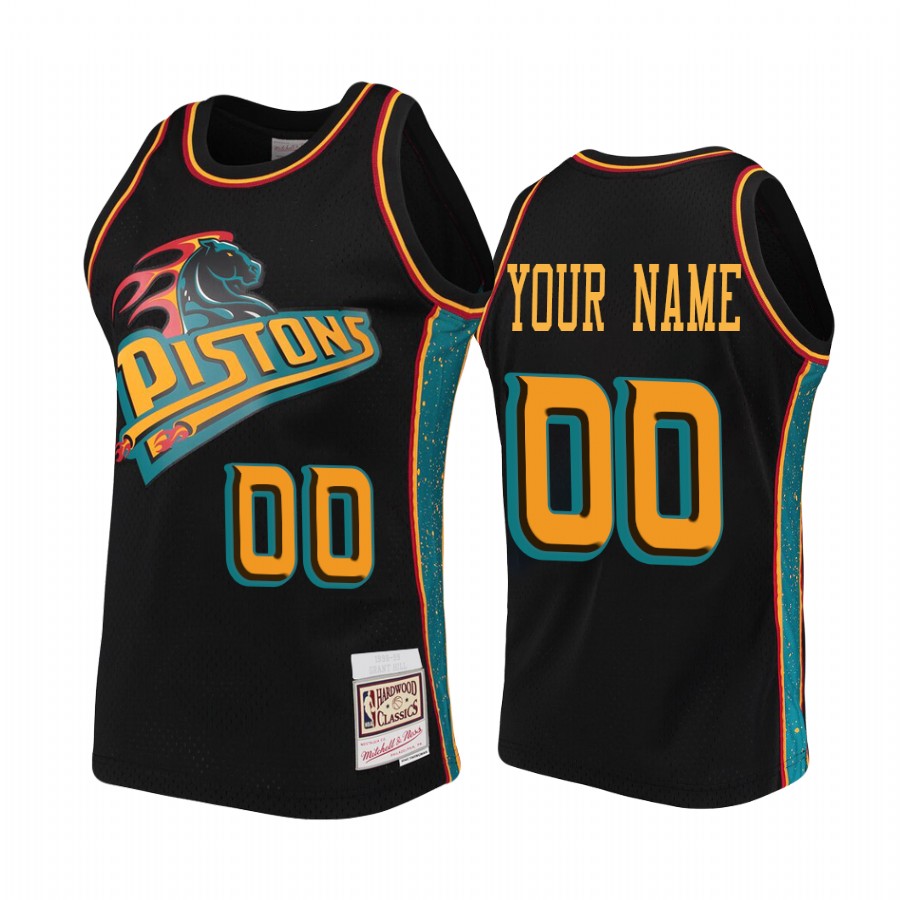Detroit Pistons Custom Black Rings Collection HWC Jersey #00