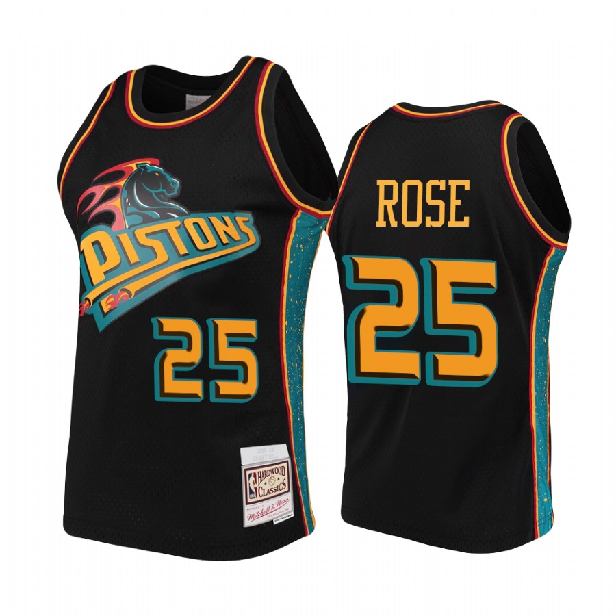 Detroit Pistons Derrick Rose Black Rings Collection HWC Jersey #25
