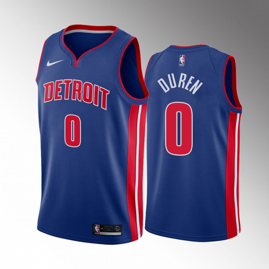 Detroit Pistons Jalen Duren Draft #0 Blue Jersey Icon Edition Memphis Tigers