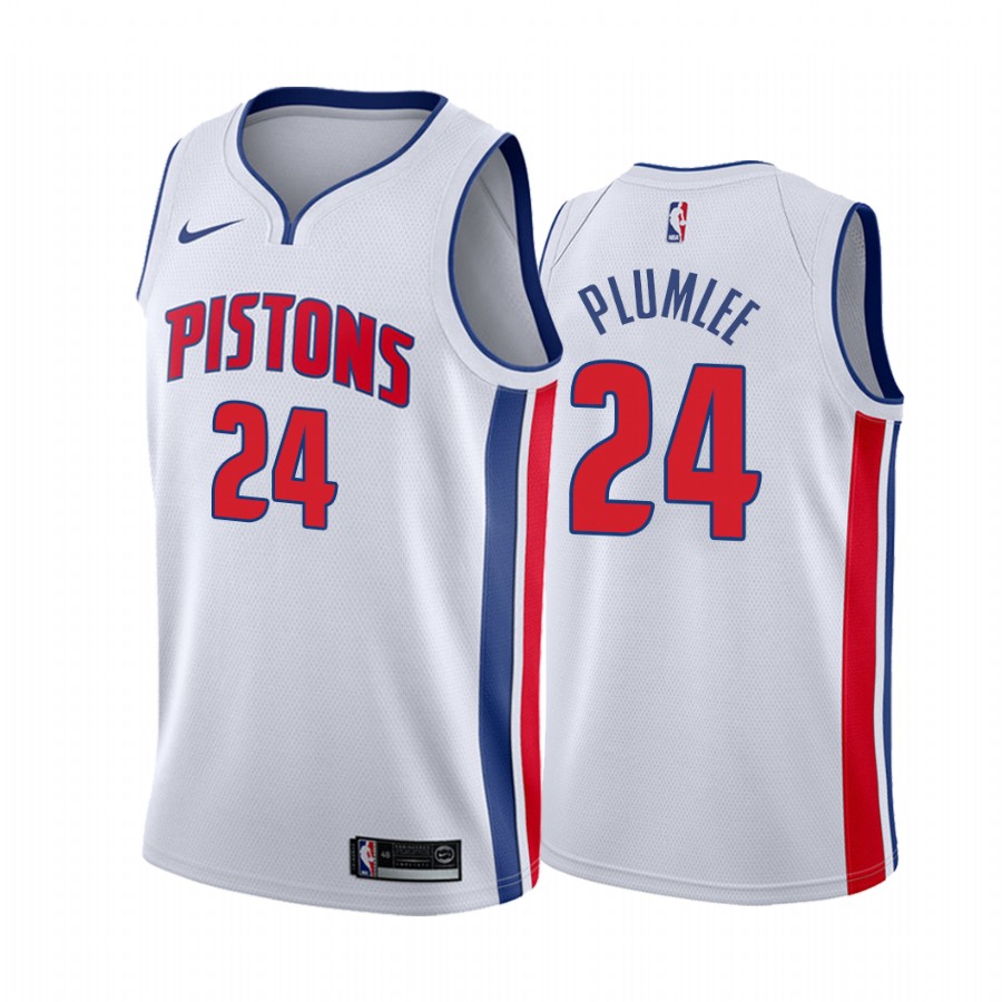 Detroit Pistons Mason Plumlee #24 White Association Jersey