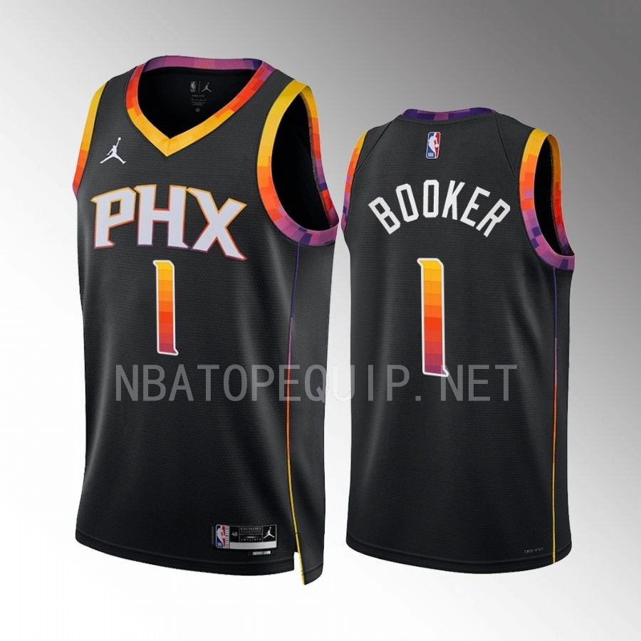 Devin Booker Phoenix Suns Black #1 Statement Edition Jersey Swingman