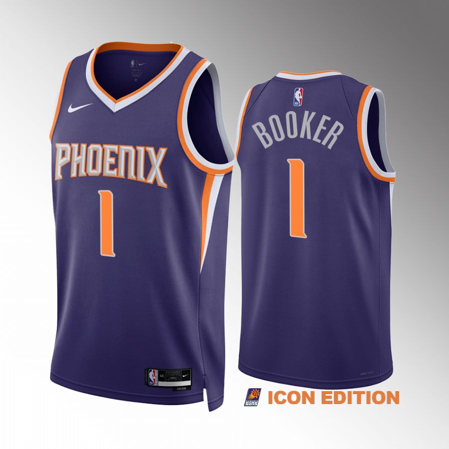 Devin Booker Phoenix Suns Purple #1 Icon Edition Jersey Swingman