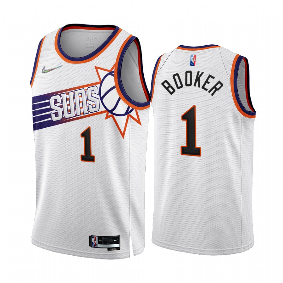Devin Booker Phoenix Suns White #1 Association Edition Jersey 75th