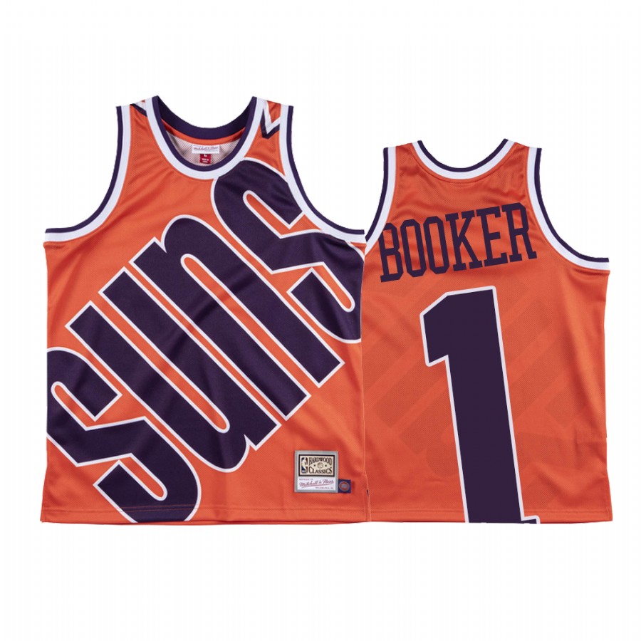 Devin Booker Phoenix Suns Hardwood Classics Orange Big Face #1 Jersey