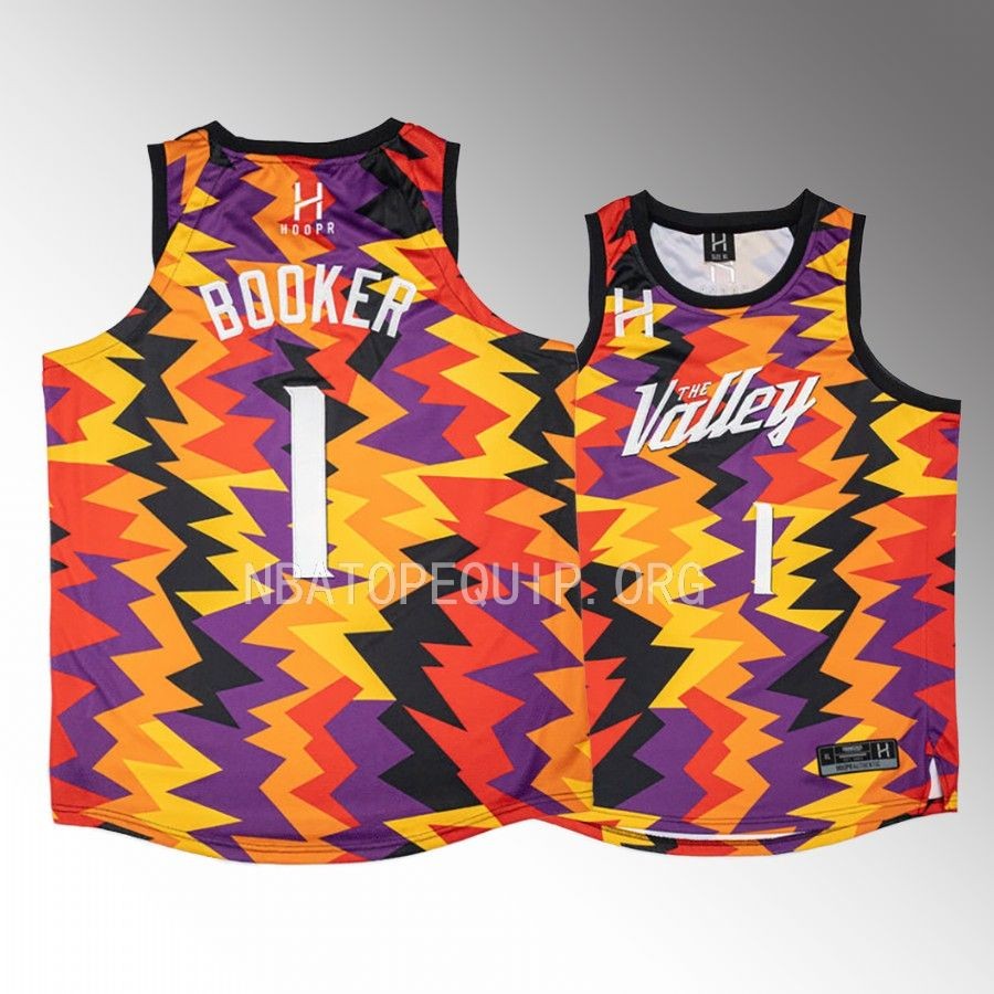 Devin Booker Phoenix Suns Orange #1 Jersey Retro ZigZag Fashion Fit