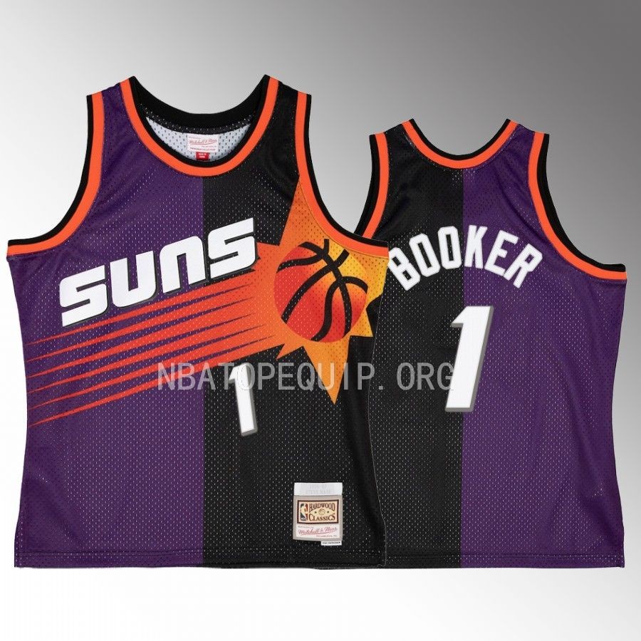 Devin Booker Phoenix Suns Purple Black Hardwood Classics Split Swingman #1 Jersey