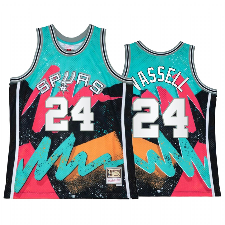 Devin Vassell 24 San Antonio Spurs Hyper Hoop Teal Jersey Throwback 90s
