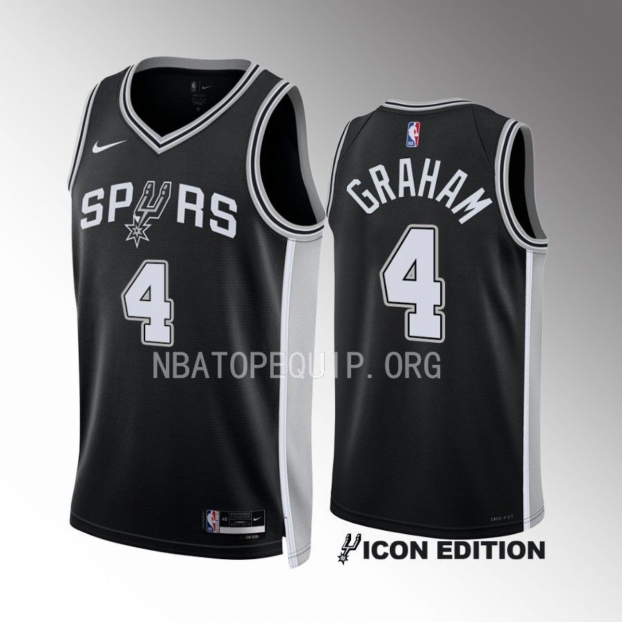 Devonte' Graham San Antonio Spurs Black #4 Icon Edition Jersey Swingman