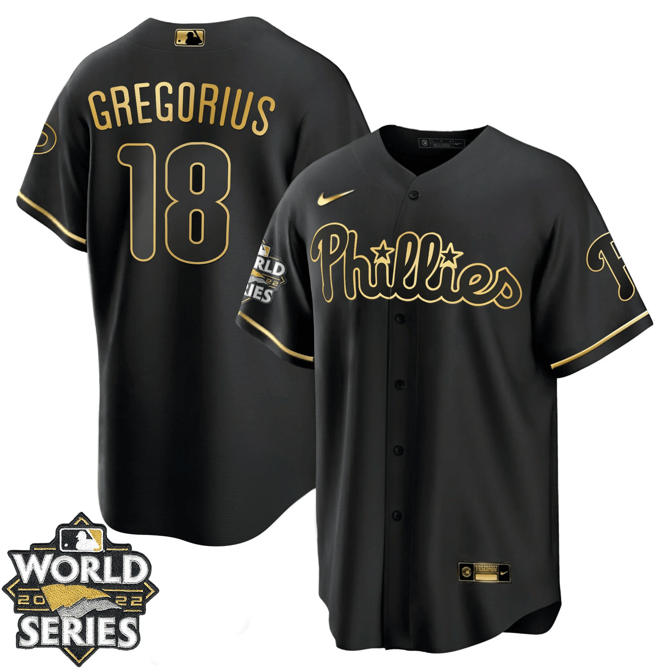 Didi Gregorius Youth's Philadelphia Phillies Gold World Series Cool Black Jersey