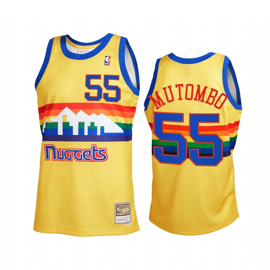 Dikembe Mutombo 55 Denver Nuggets Reload 2.0 Gold Jersey Throwback