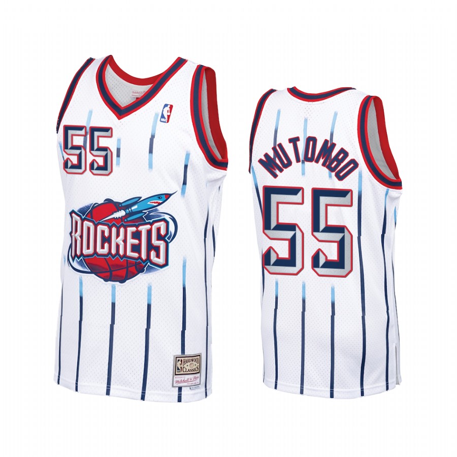 Dikembe Mutombo #55 Houston Rockets Hardwood Classics Jersey White