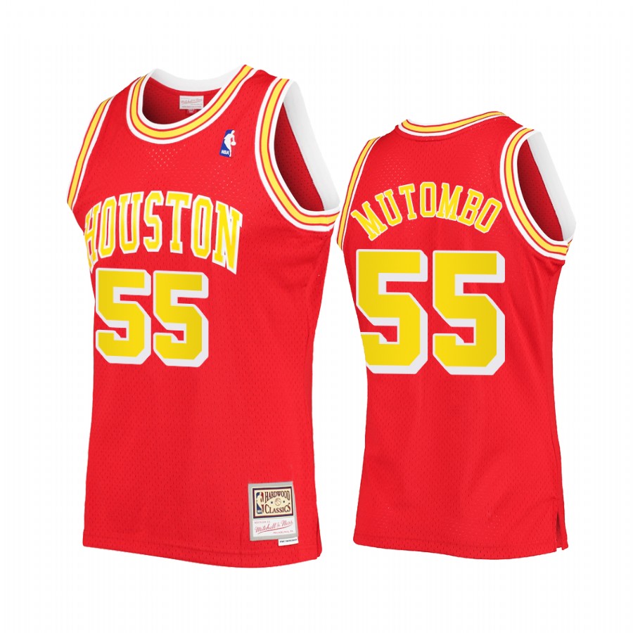 Dikembe Mutombo #55 Houston Rockets Red Hardwood Classics Jersey