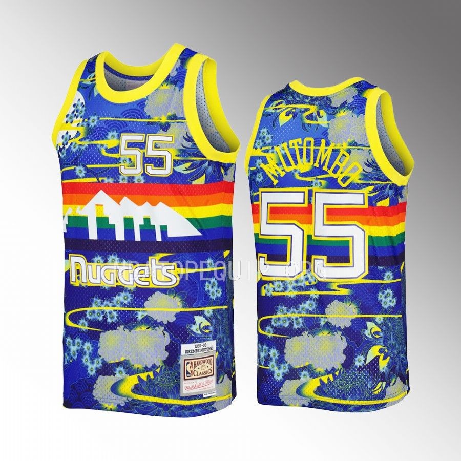 Dikembe Mutombo Denver Nuggets #55 Lunar New Year Jersey Blue Hardwood Classics Men
