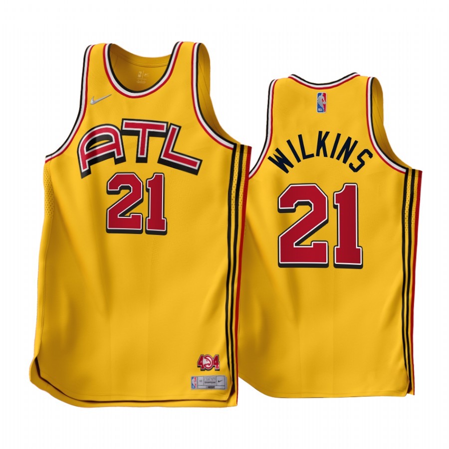 Dominique Wilkins Atlanta Hawks Gold #21 Earned Edition Jersey