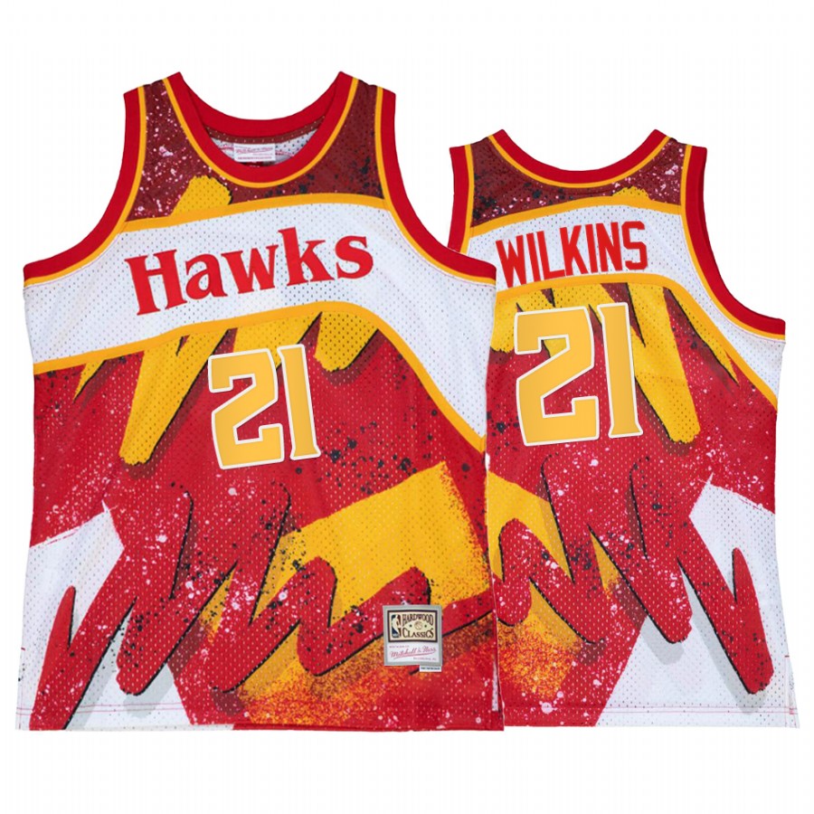 Dominique Wilkins 21 Atlanta Hawks Hyper Hoop Red Jersey Throwback 80s