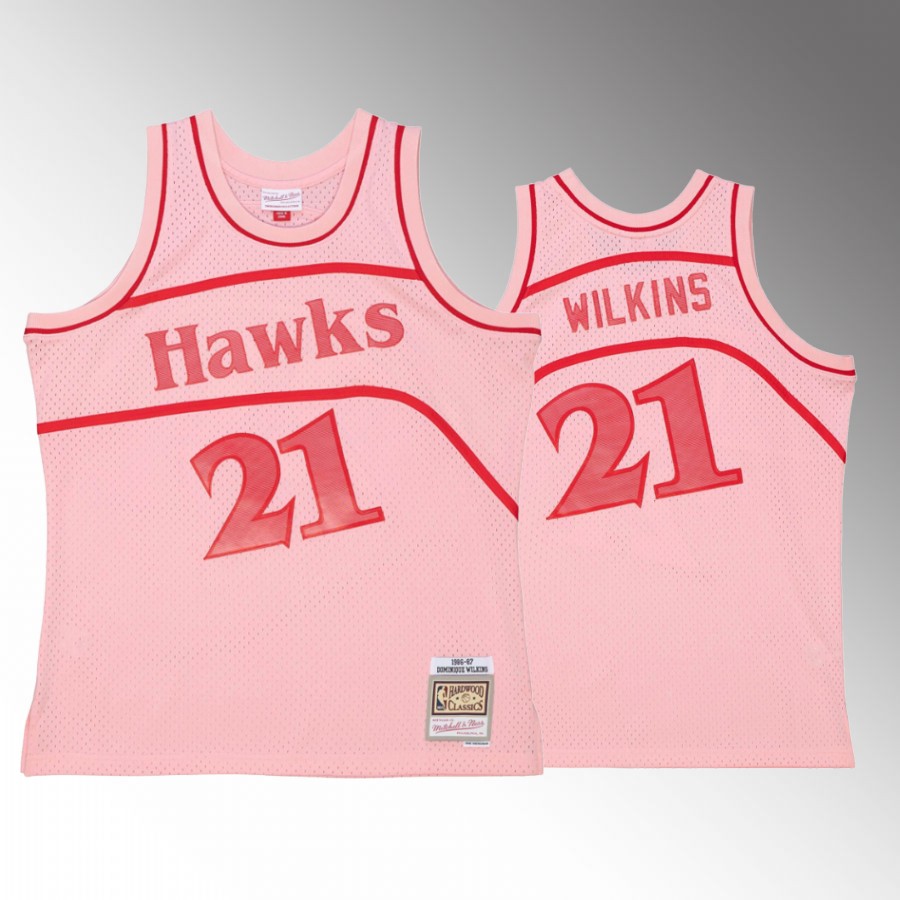 Dominique Wilkins #21 Atlanta Hawks Space Knit Pink 1986-87 HWC Jersey