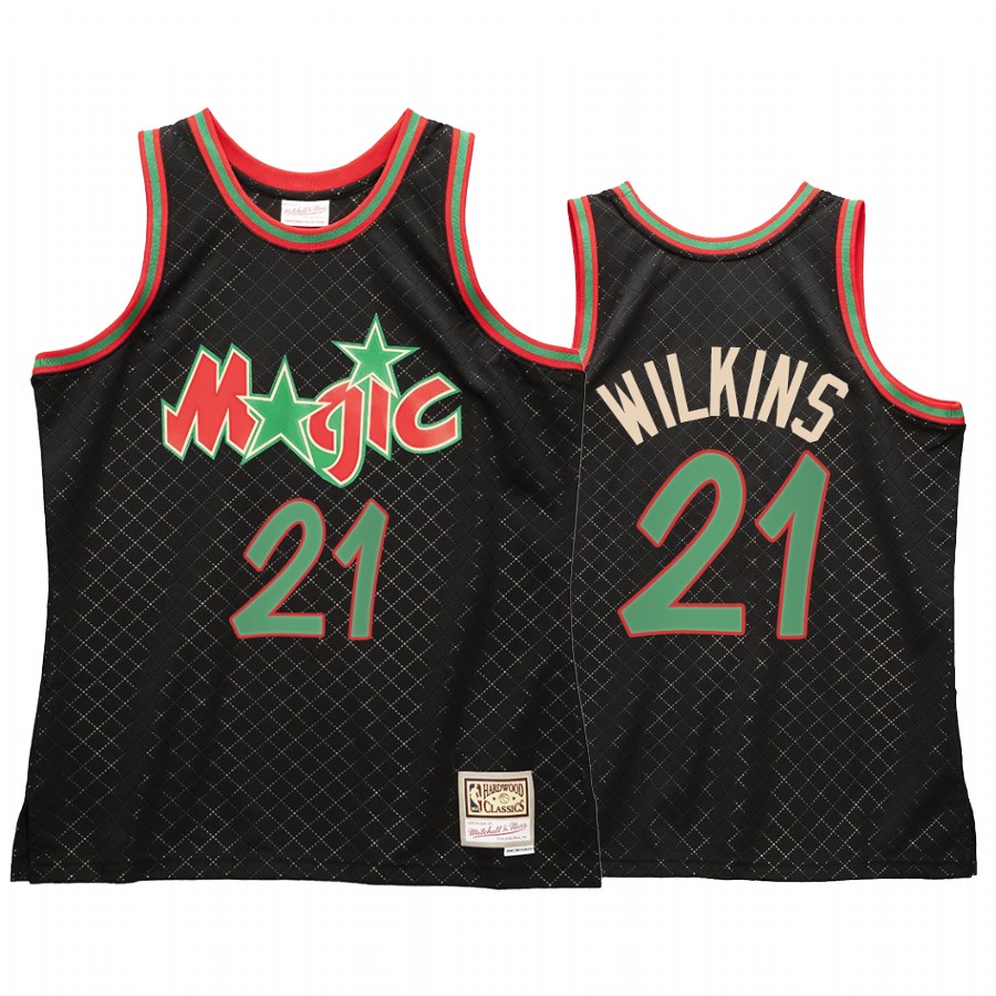 Dominique Wilkins 21 Orlando Magic Neapolitan Black Jersey Hardwood Classics