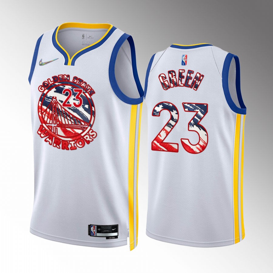 Draymond Green Independence Day Golden State Warriors #23 White Jersey America