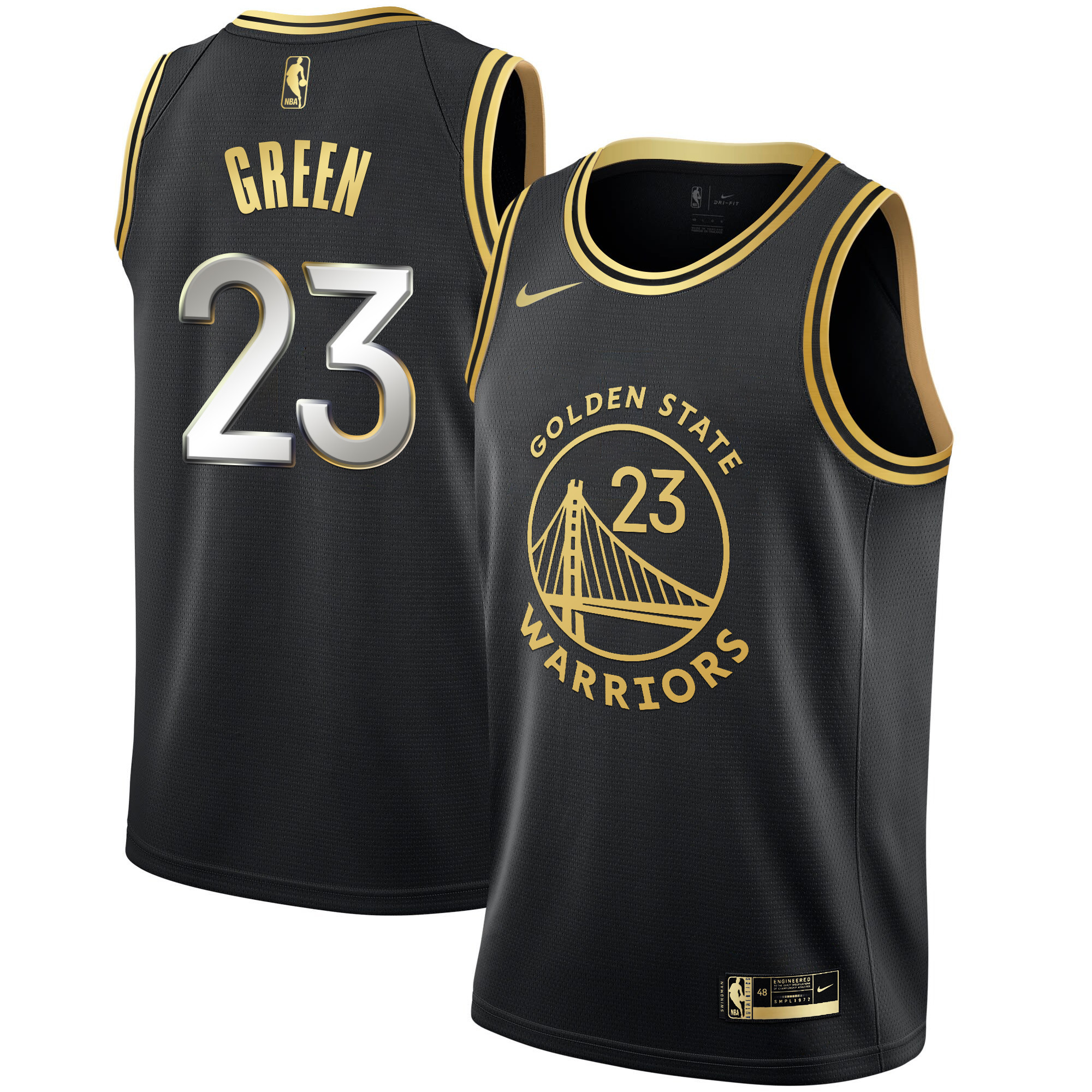Draymond Green Men's Golden State Warriors Black Limited & Gold Jersey - All Stitched