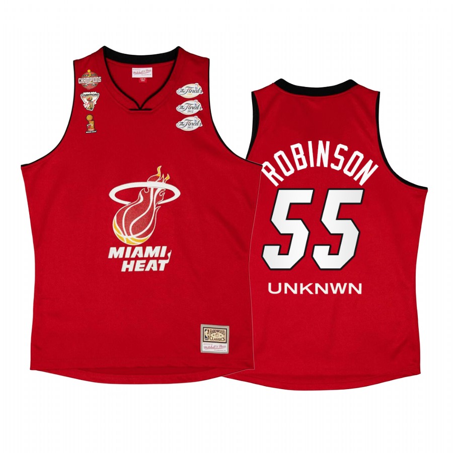 Duncan Robinson #55 Miami Heat My Towns Unknwu Red Finals Champs Jersey
