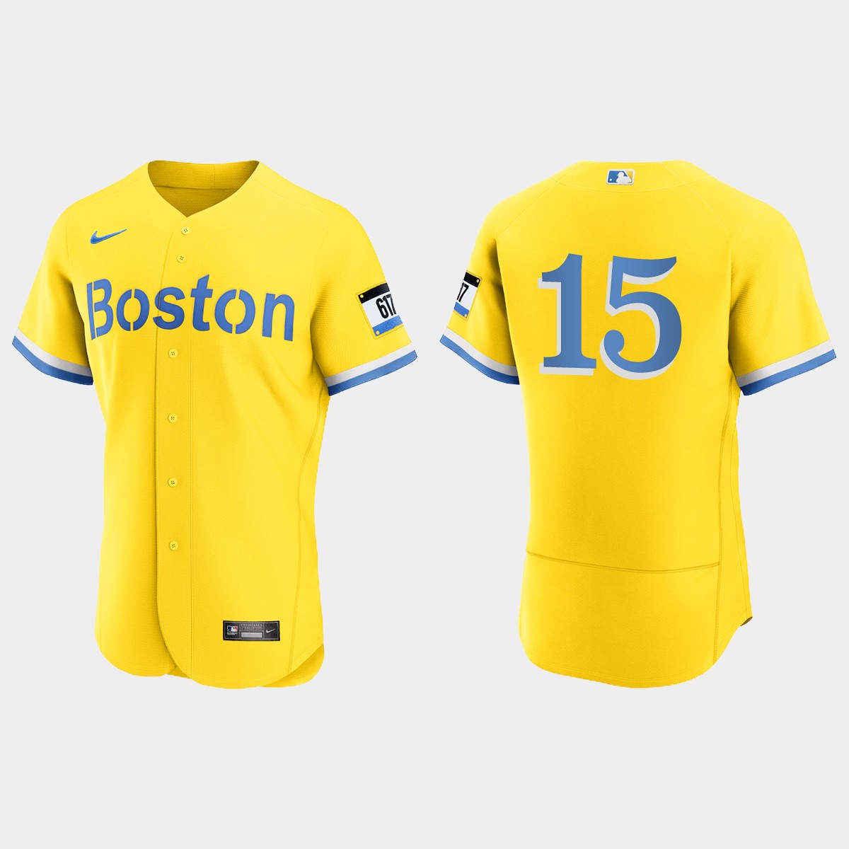 Dustin Pedroia Boston Red Sox City Connect Jersey - Gold Light Blue