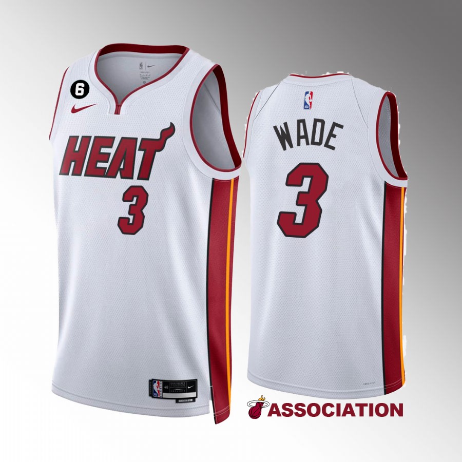 Dwyane Wade Miami Heat White #3 Association Edition Jersey NO.6 Patch