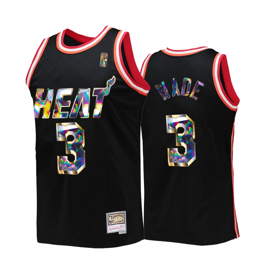 Dwyane Wade #3 Miami Heat 75th Diamond Anniversary Black Throwback Jersey