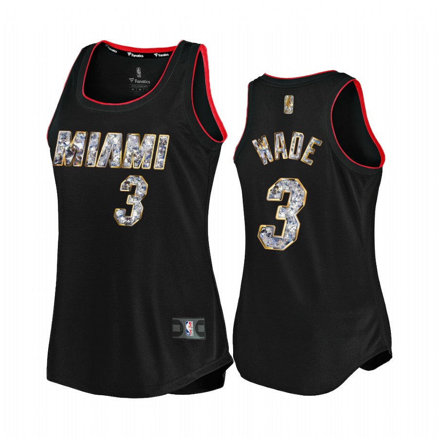 Dwyane Wade Miami Heat #3 Black 75th Diamond Badge Women Jersey