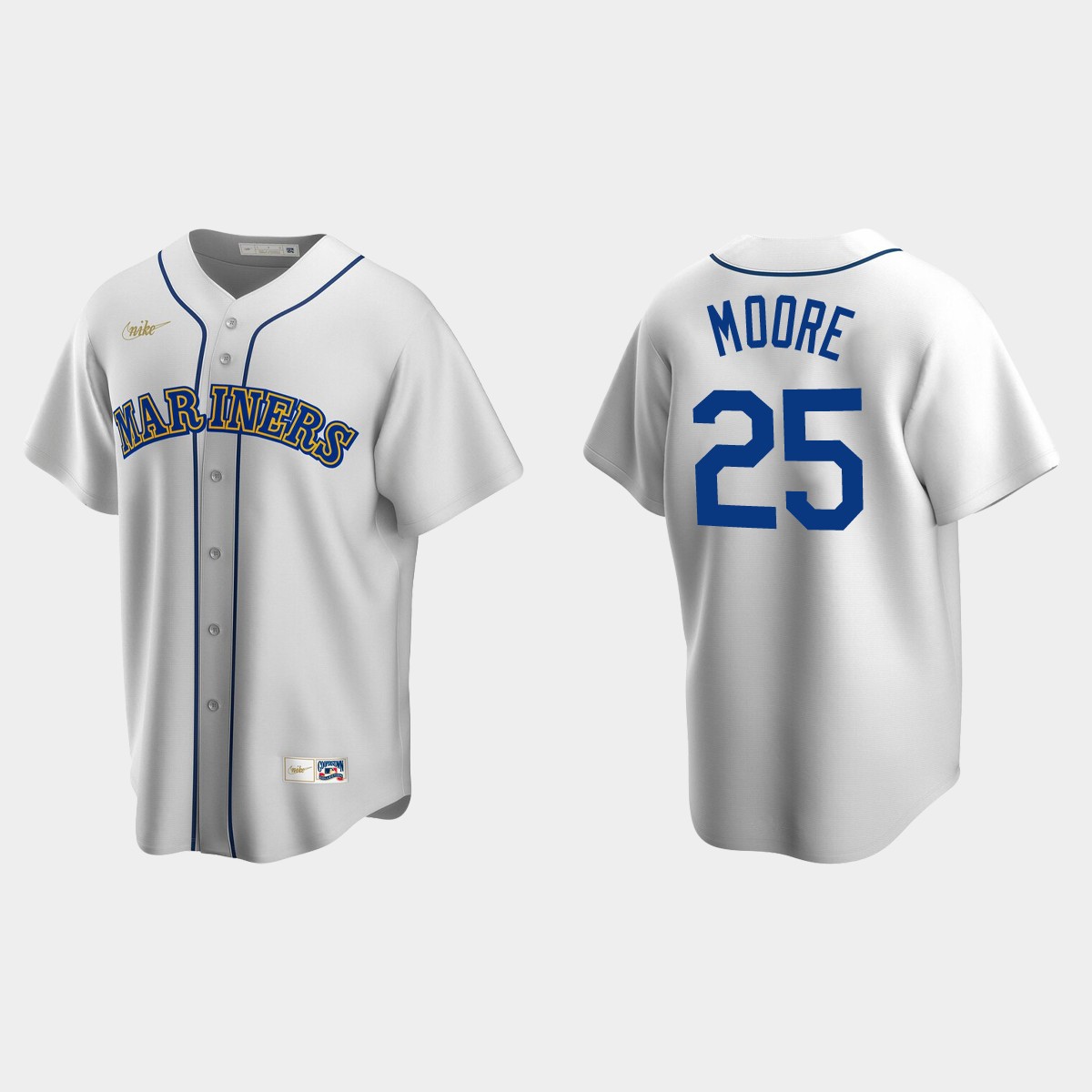 Dylan Moore #25 Seattle Mariners Cooperstown Collection Home Jersey - White