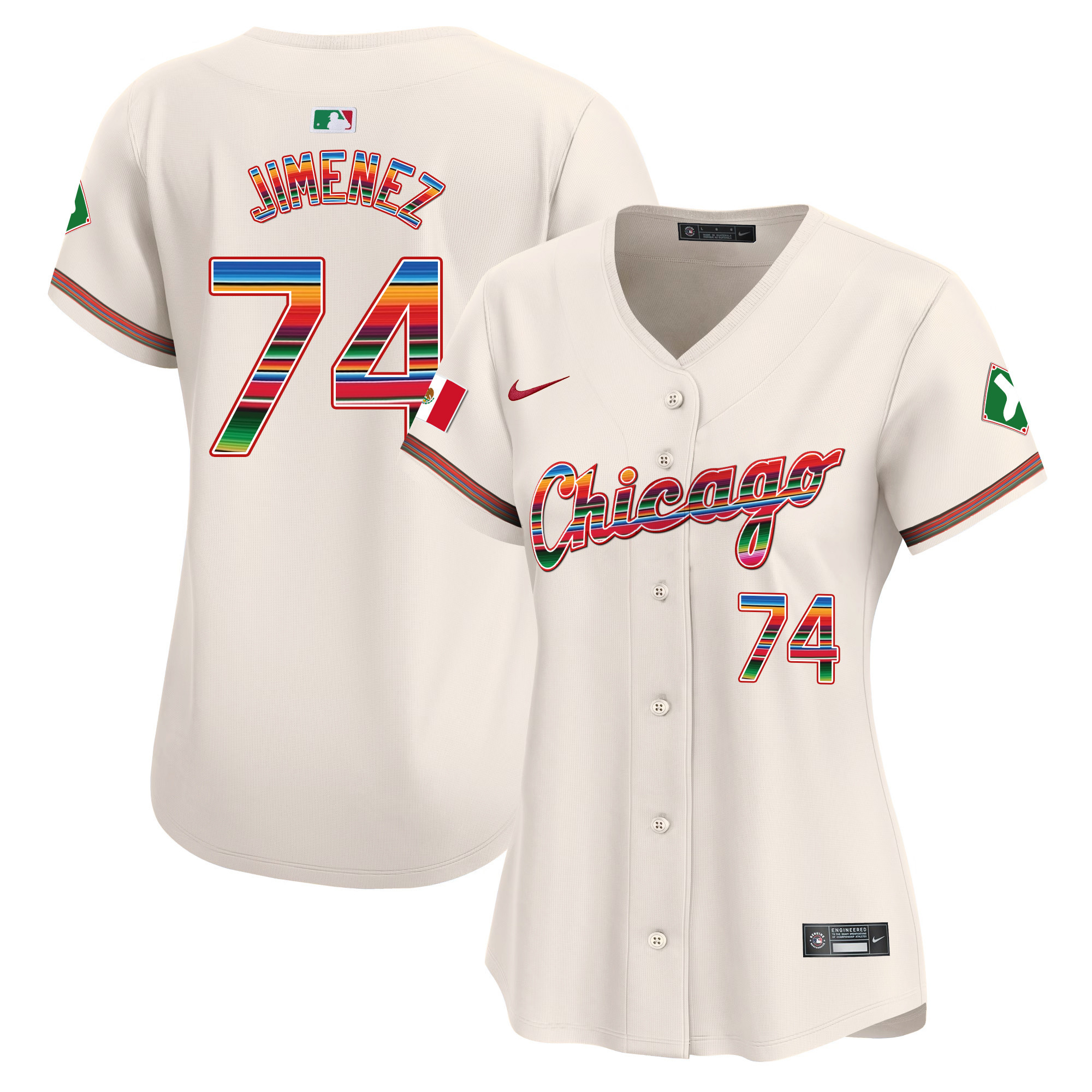 Eloy Jimenez Women's Chicago White Sox Mexico Vapor Premier Limited V3 Cream Jersey - All Stitched