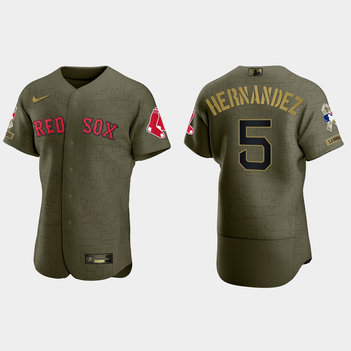 Enrique Hernandez Boston Red Sox Salute to Service Digital Camo Jersey - Green