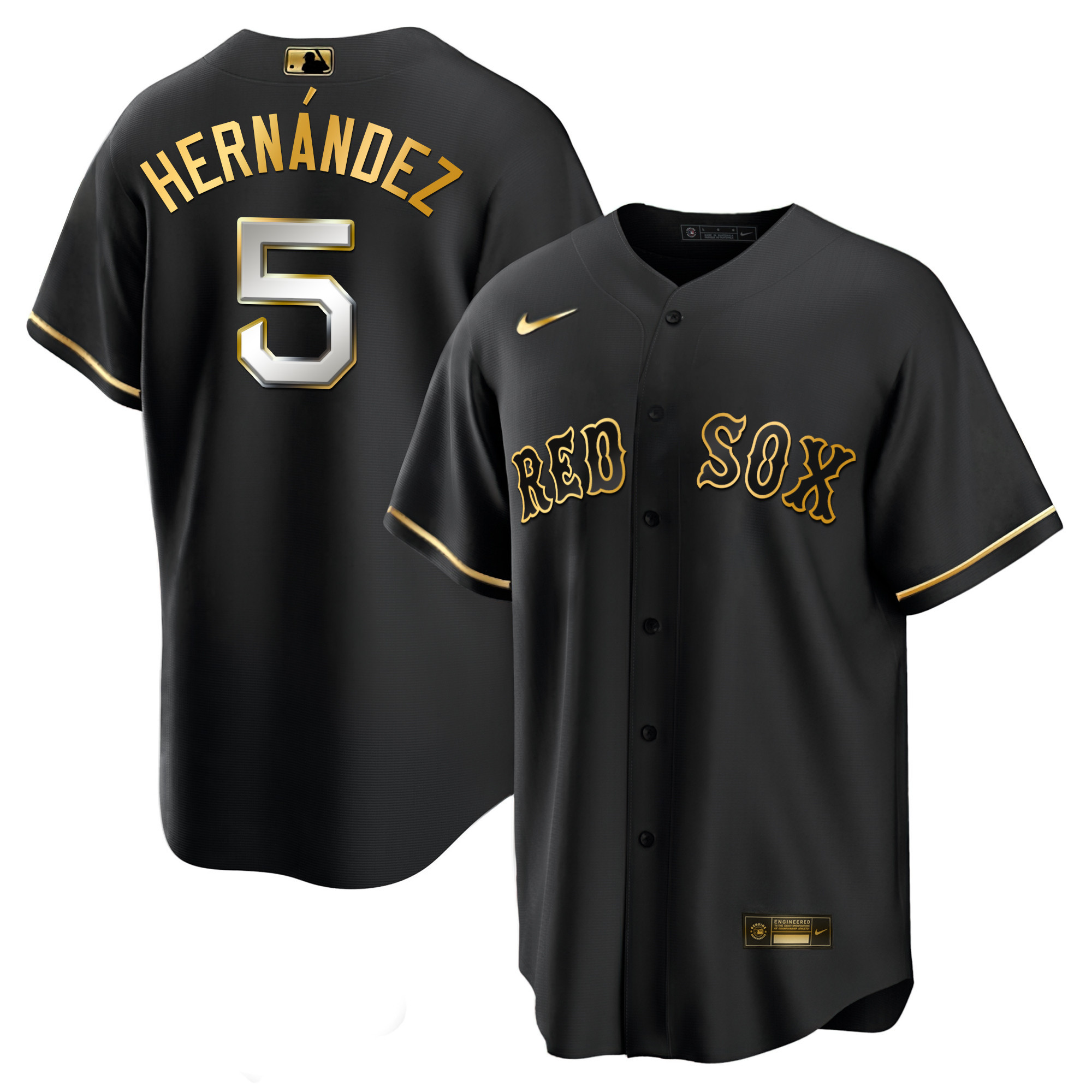 Enrique Hernandez Men's Boston Red Sox Black Limited & Gold Cool Black Limited Jersey - All Stitched