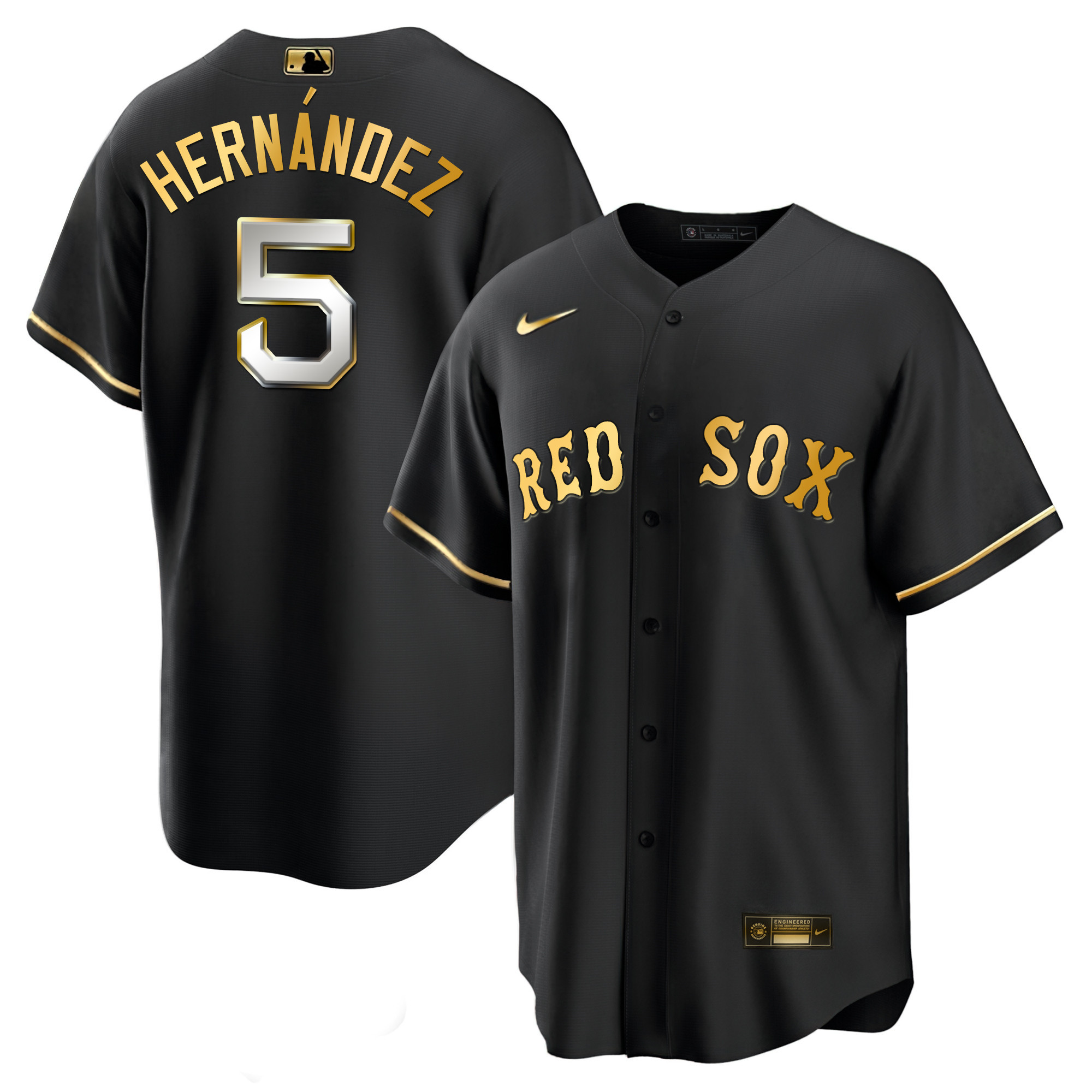 Enrique Hernandez Men's Boston Red Sox Black Limited & Gold Cool Limited Jersey - All Stitched