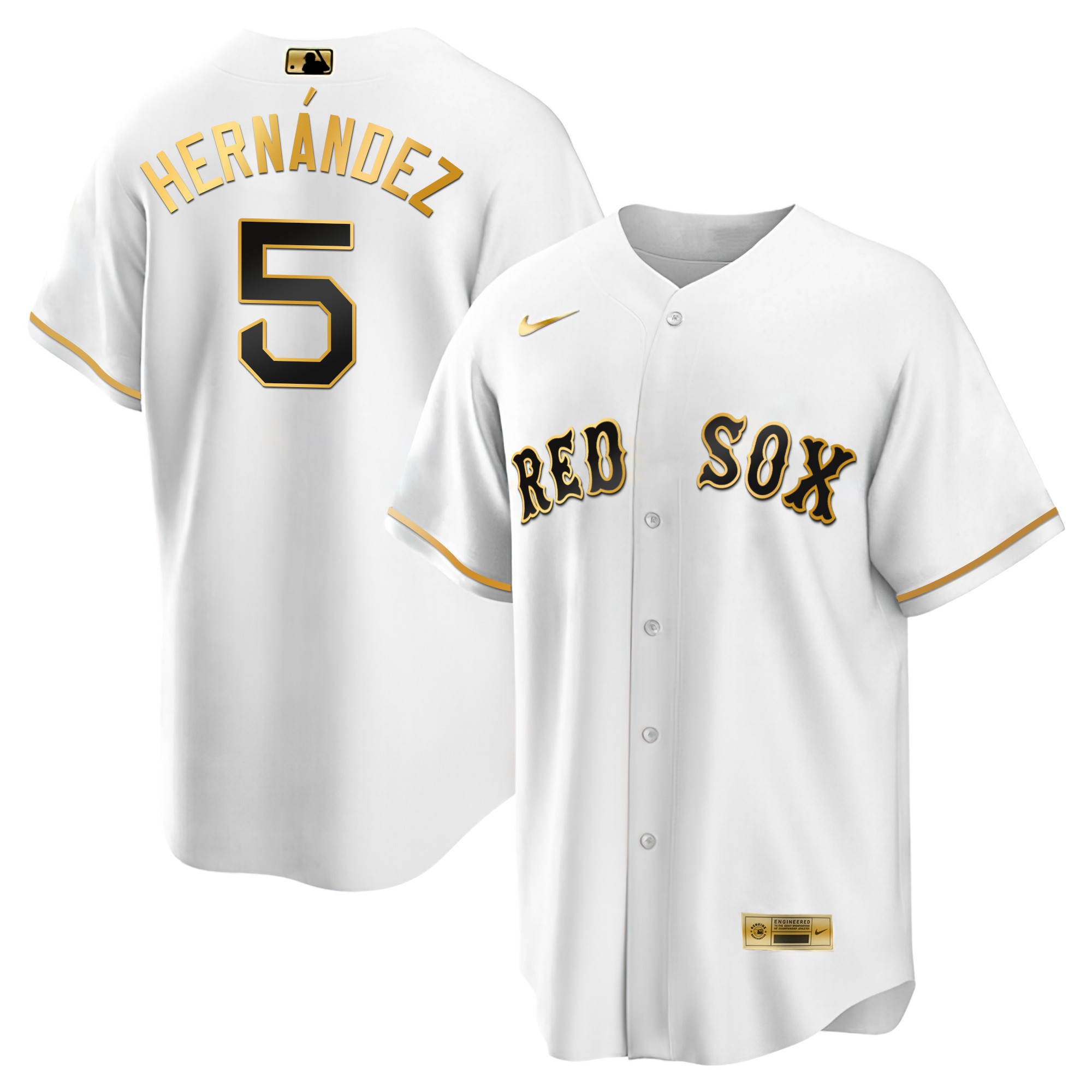 Enrique Hernandez Men's Boston Red Sox Black Limited & Gold Cool White Gold Jersey - All Stitched