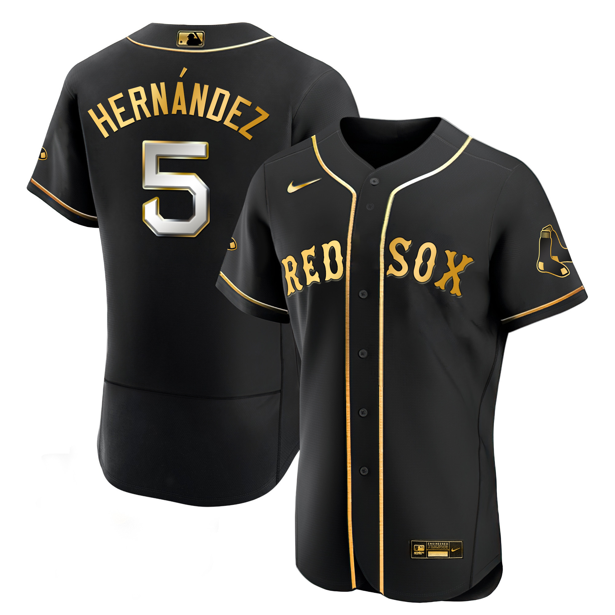 Enrique Hernandez Men's Boston Red Sox Black Limited & Gold Flex Limited Jersey - All Stitched