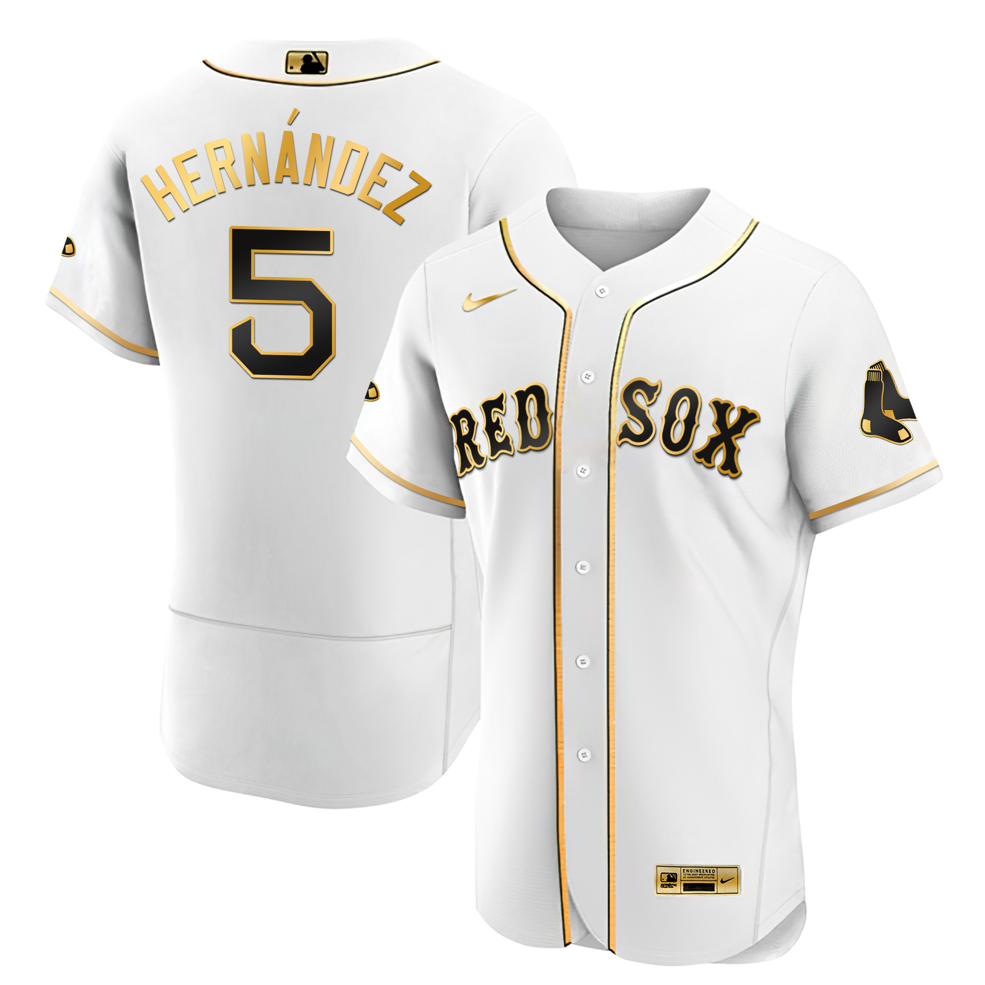 Enrique Hernandez Men's Boston Red Sox Black Limited & Gold Flex White Gold Jersey - All Stitched