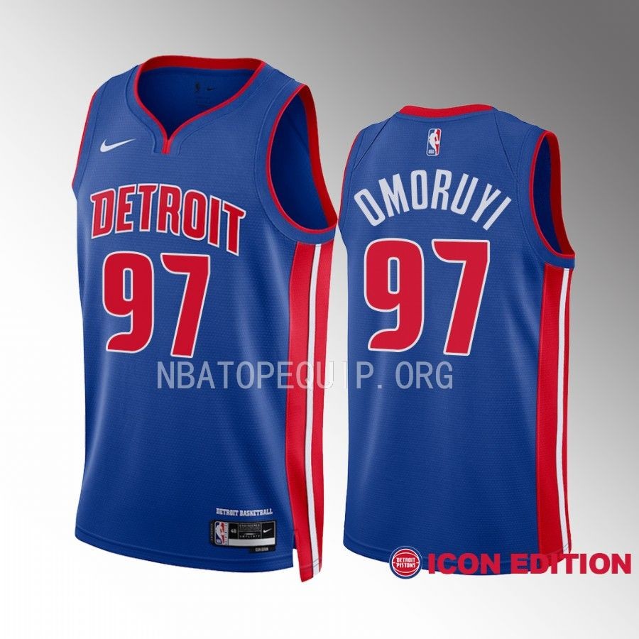 Eugene Omoruyi Detroit Pistons #97 Blue Jersey Icon Edition Swingman