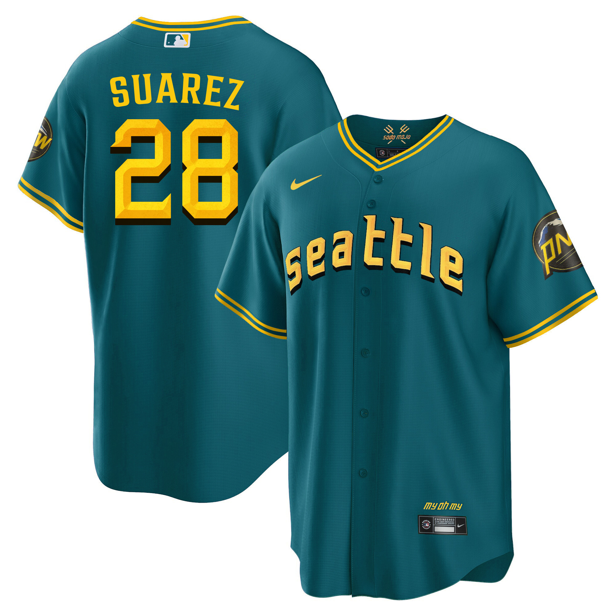Eugenio Suarez Men's Seattle Mariners City Connect Fan Made Collection Cool Aqua Jersey