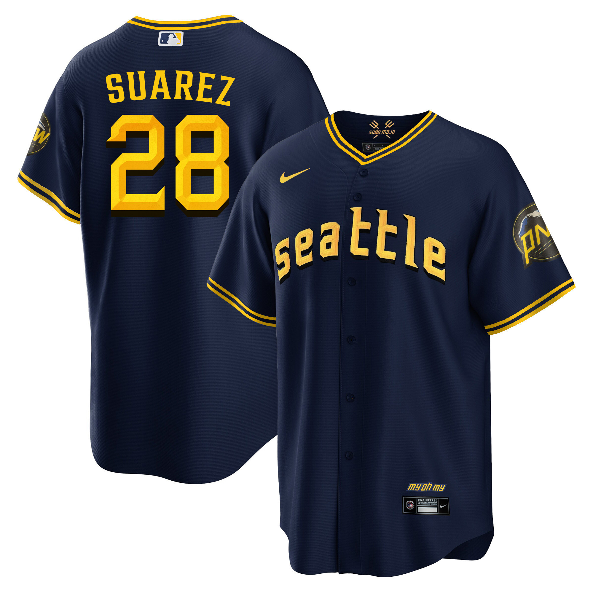 Eugenio Suarez Men's Seattle Mariners City Connect Fan Made Collection Cool Navy Jersey