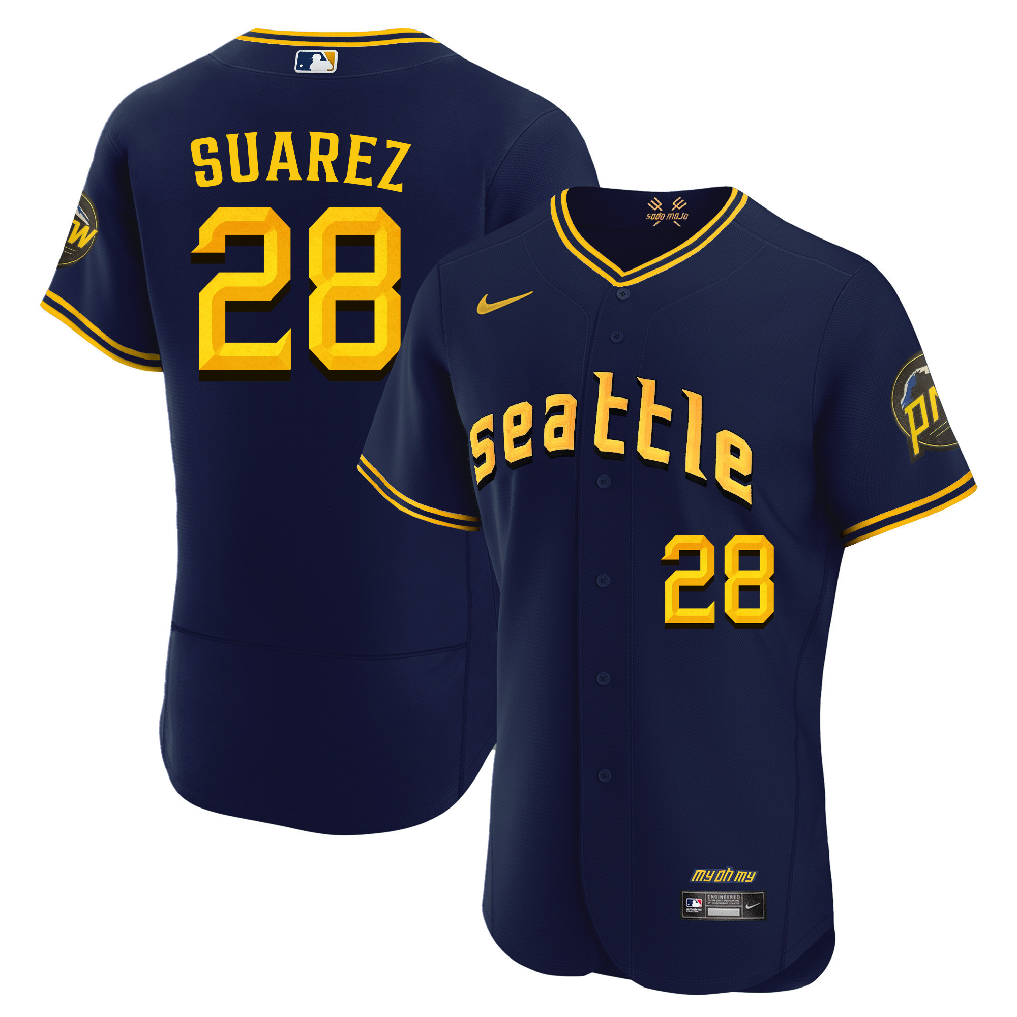 Eugenio Suarez Men's Seattle Mariners City Connect Fan Made Collection Flex Navy Jersey