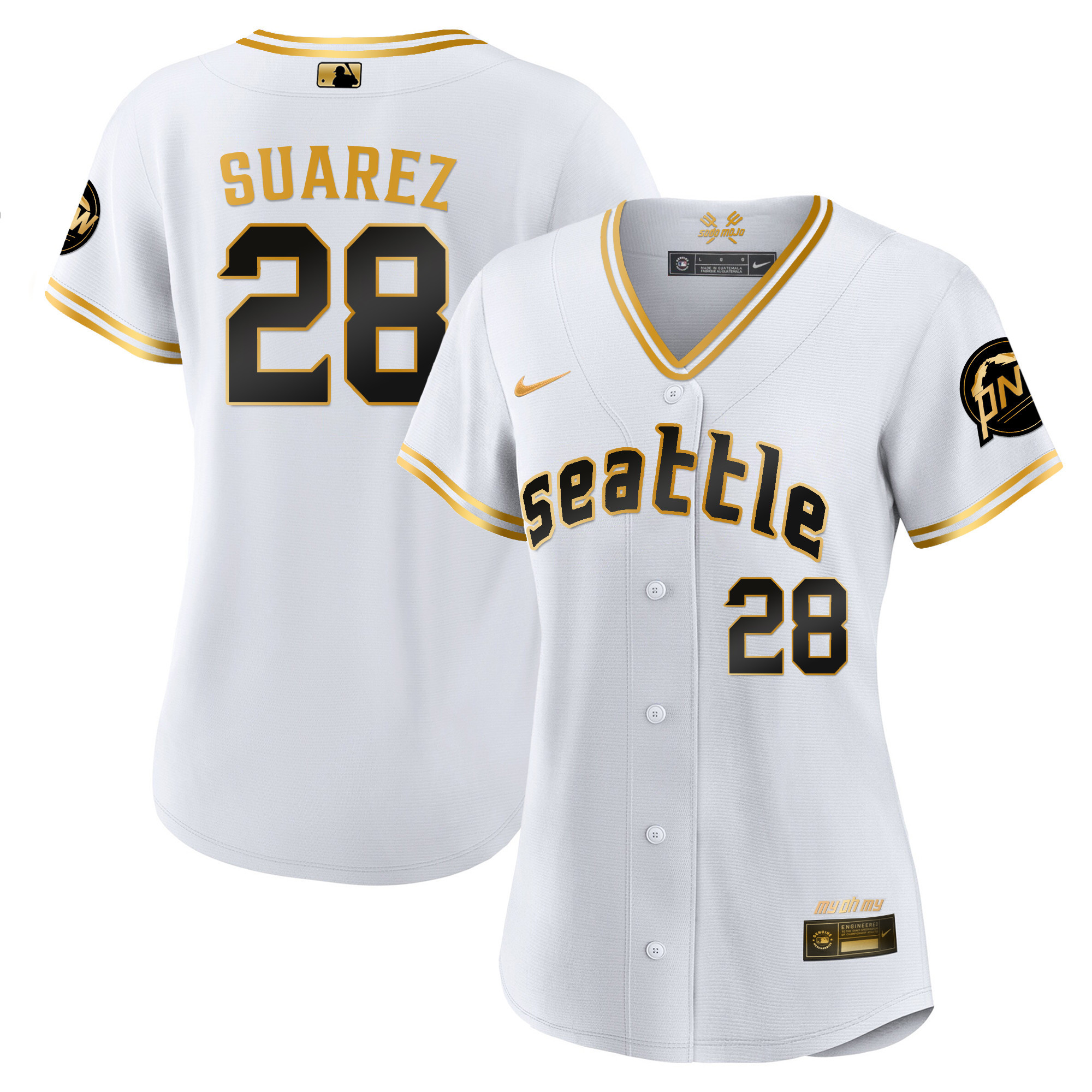 Eugenio Suarez Women's Seattle Mariners City Connect Gold Fan Made White Gold Jersey