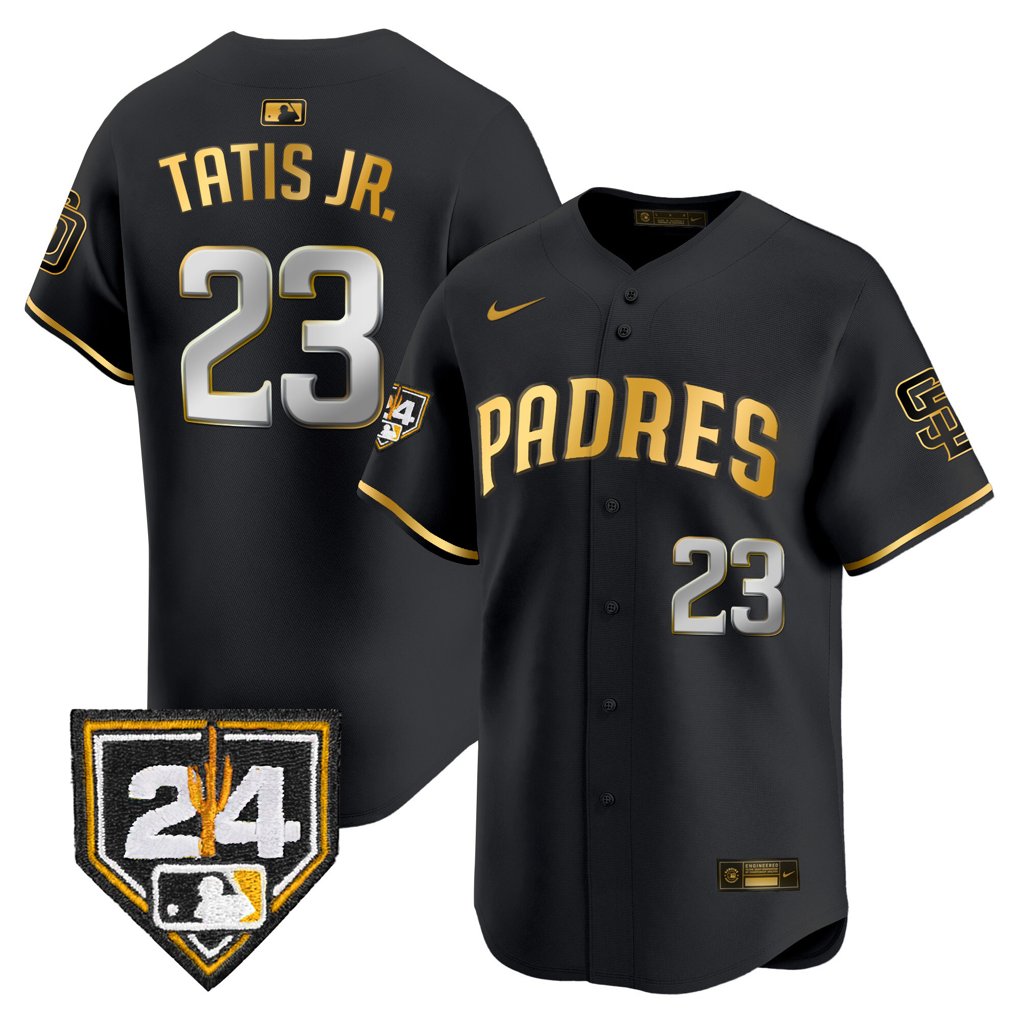 Fernando Tatis Jr. Men's San Diego Padres Spring Training Patch Vapor Premier Limited Black Gold Jersey