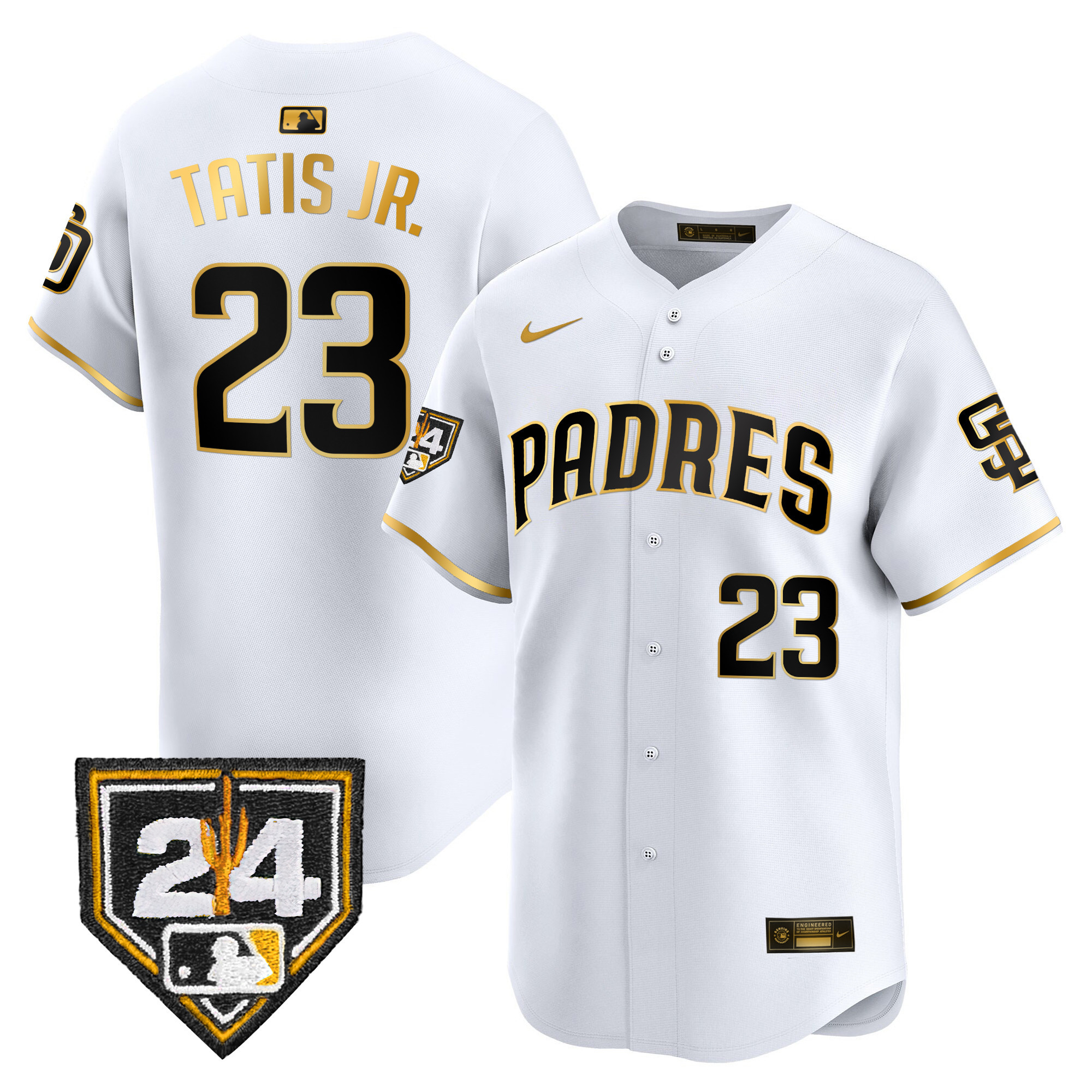 Fernando Tatis Jr. Men's San Diego Padres Spring Training Patch Vapor Premier Limited White Gold Jersey